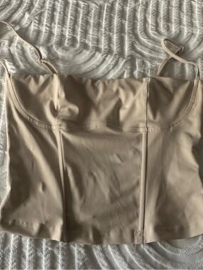 Edikted Beige Satin-Look Cami Tank Top